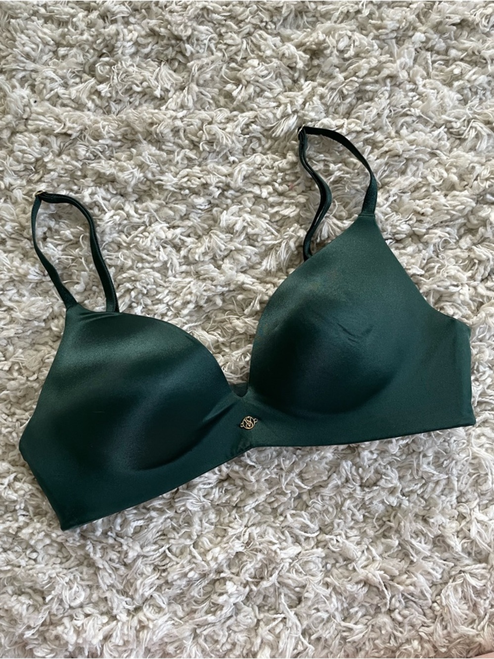 Victoria's Secret Dark Green So Obsessed Wireless Push Up Bra Size 32C
